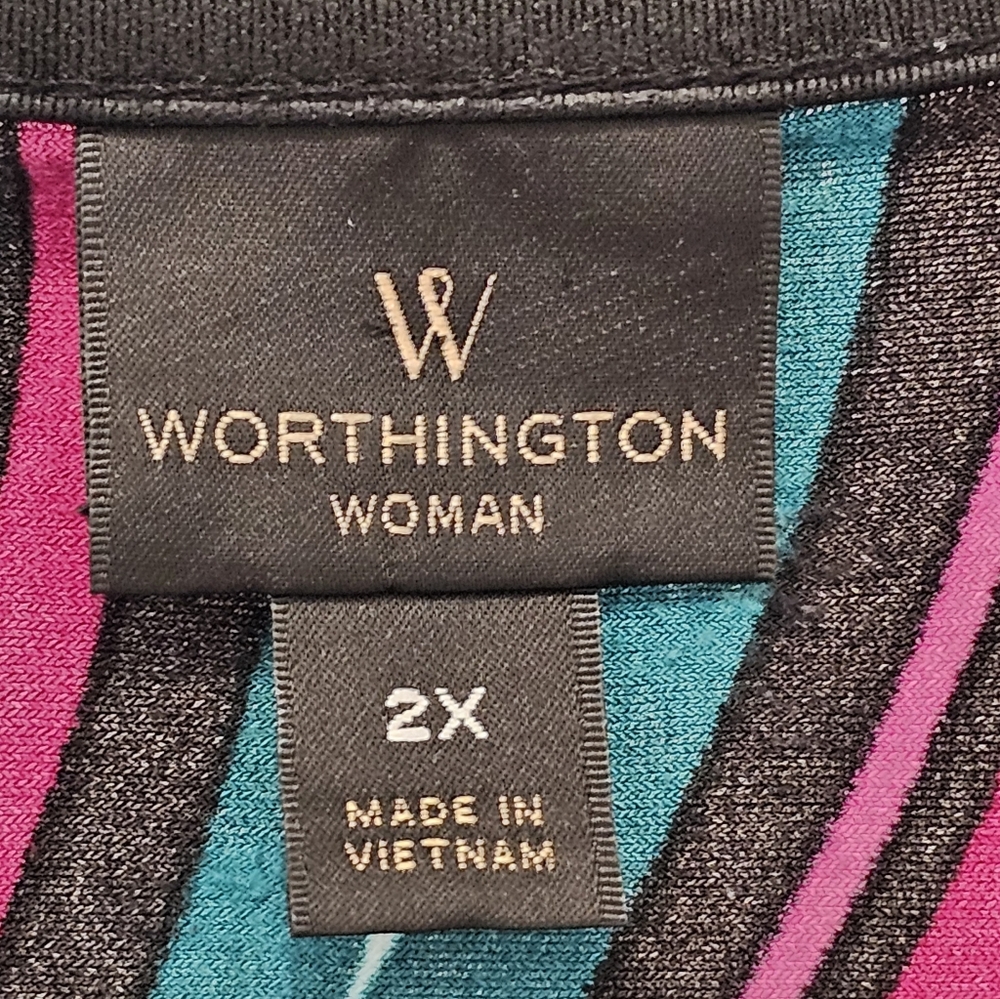 Worthington Abstract Print Multi-color Top, GUC, Size 2X - Picture 3 of 11